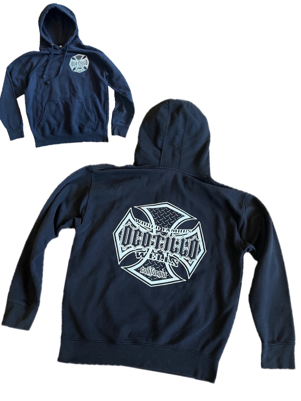 Ocotillo Wells Chopper Black Hoodie Iron Cross Emblem Sz M Desert Moto Off-Road
